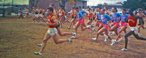 Photo of the Big 8 cross country champs in Oct 1965 in Wichita.
